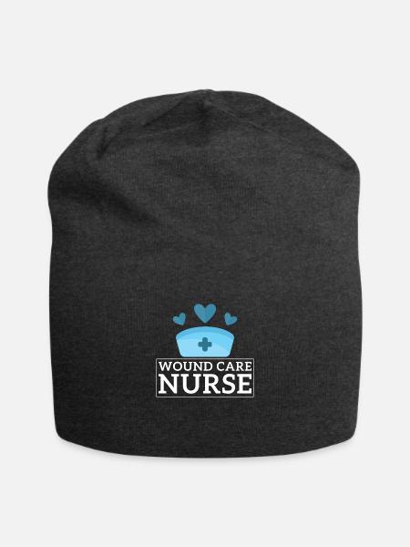 Wound Care Nurse Nursing Wound Ostomy Nurse - Jersey Beanie - charcoal grey - Front