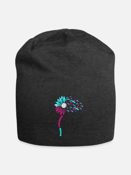 Support Suicide Awareness Flower Suicide - Jersey Beanie - charcoal grey