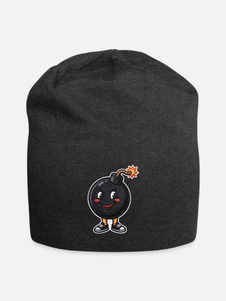 Retro Bomb Mascot Character - Cute Tech Art - Jersey Beanie - charcoal grey - Front