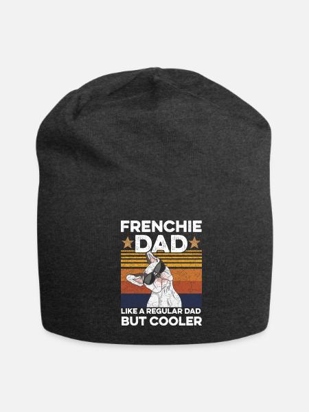Frenchie Design for your Frenchie Dad - Jersey Beanie - charcoal grey - Front