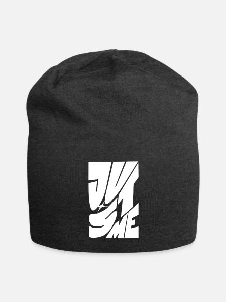 Fragmented Bold Monochrome Letterforms - Jersey Beanie - charcoal grey - Front
