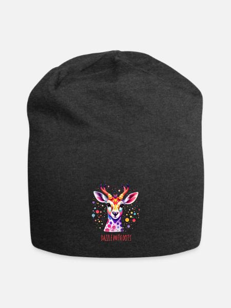Colorful Dotty Deer Design - Jersey Beanie - charcoal grey - Front