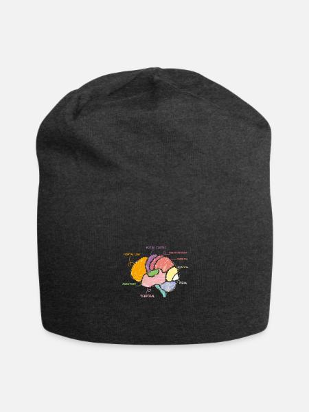 Neurology Brain Map Parts Of The Brain Anatomy - Jersey Beanie - charcoal grey - Front