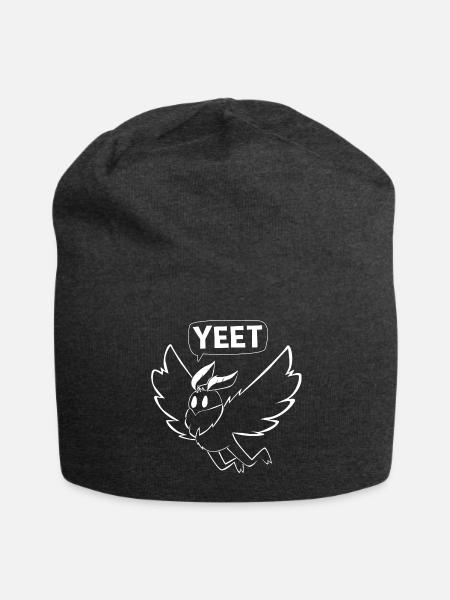 Mothman Yeet Cryptid Lover Funny Mothman - Jersey Beanie - charcoal grey - Front