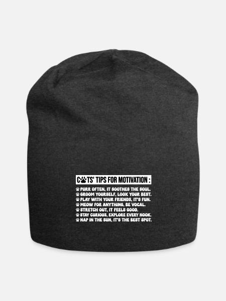 cats' tips for motivation funny cats sayings - Jersey Beanie - charcoal grey - Front