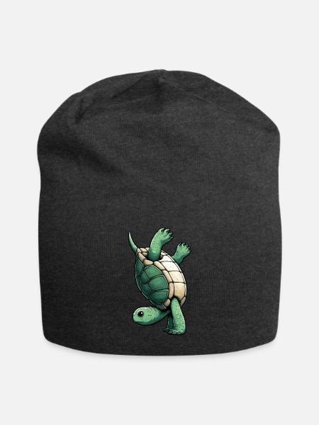 Sporty Turtle Handstand Flip Gymnastics - Jersey Beanie - charcoal grey - Front