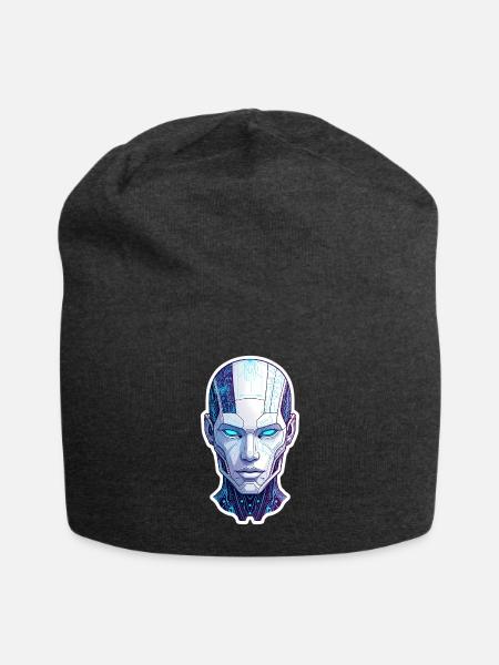 Futuristic AI Robot Neural Glow - Jersey Beanie - charcoal grey - Front