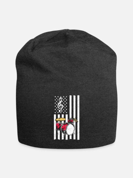 Drummer American Flag Drummer Musician Drumsticks - Jersey Beanie - charcoal grey - Front