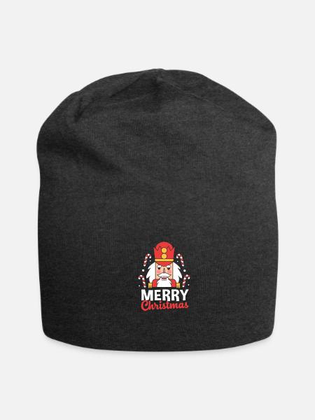 Funny Toy Soldier Merry Christmas Nutcracker - Jersey Beanie - charcoal grey - Front