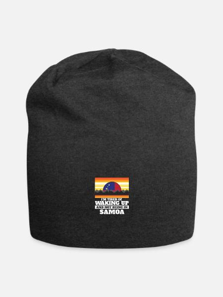 Im Tired of Waking Up and Not Being In Samoa - Jersey Beanie - charcoal grey - Front