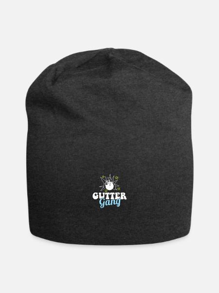Gutter Gang Funny Bowling Team Club Coach Bowler - Jersey Beanie - charcoal grey - Front