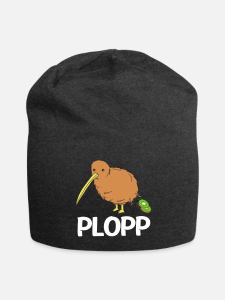 Kiwi Bird Poop Kiwi Fruit Bird Pun - Jersey Beanie - charcoal grey
