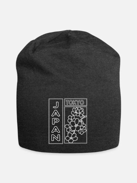Sakura Black & White – Japan Tokyo - Jersey Beanie - charcoal grey - Front