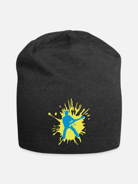 color blob party guitarist - Jersey Beanie - charcoal grey - Front