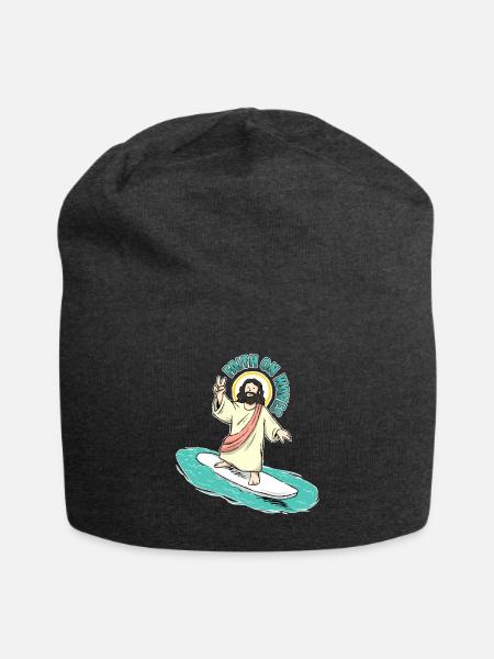 Surfing Jesus: Faith on Waves - Jersey Beanie - charcoal grey - Front