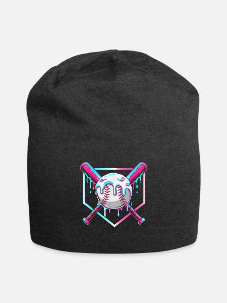 Neon Drip Baseball Crest - Jersey Beanie - charcoal grey - Front