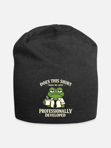 Frog Programmer Coffee Tee - Jersey Beanie - charcoal grey - Front