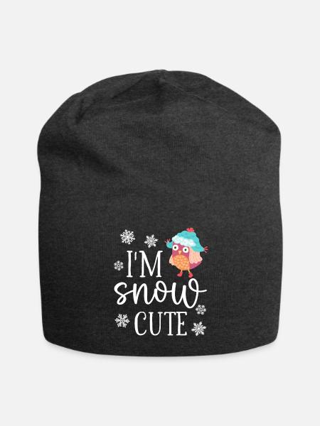 I m Snow Cute Winter Bird - Jersey Beanie - charcoal grey - Front