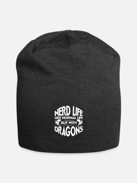 Nerd Life Like Normal Life but with Dragons, - Jersey Beanie - charcoal grey