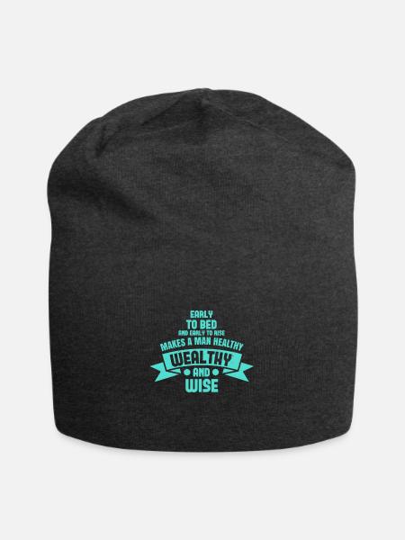 Early to bed and early to rise makes a man - Jersey Beanie - charcoal grey - Front