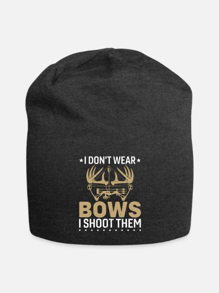 I Don t Wear Bows I Shoot Them Deer Moose Hunting - Jersey Beanie - charcoal grey - Front