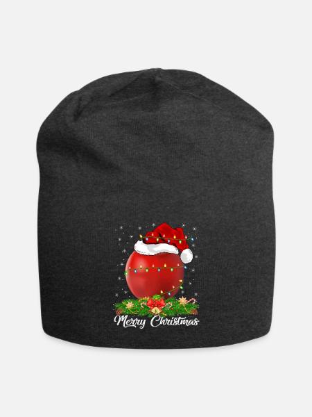Merry Christmas Apple Fruit Santa Hat - Jersey Beanie - charcoal grey