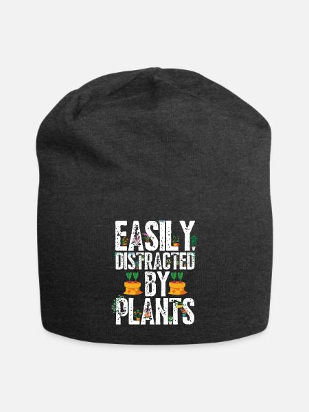 Easily Distracted By Plants - Jersey Beanie - charcoal grey