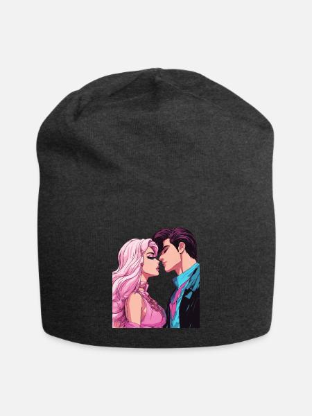 Anime Love is Selfless - Jersey Beanie - charcoal grey