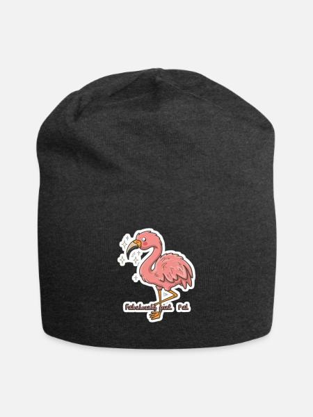 Flamingo Lover: Pink Pal - Jersey Beanie - charcoal grey