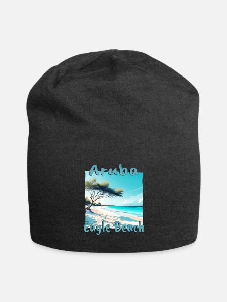 Aruba Vacation Eagle Beach Design - Jersey Beanie - charcoal grey - Front