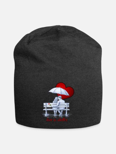 Love Shelter Umbrella Scene - Jersey Beanie - charcoal grey - Front