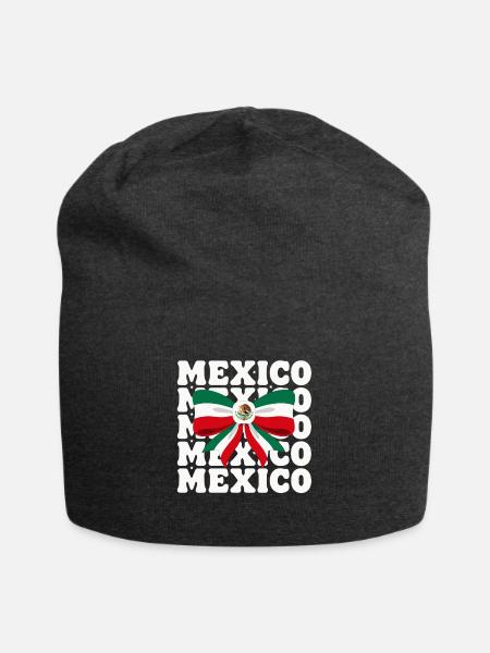  Mexico Mexican Flag Bow Eagle Heritage Cinco De - Jersey Beanie - charcoal grey - Front