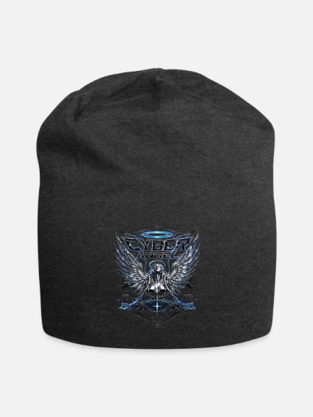 Cyber Angel Wings Crest - Jersey Beanie - charcoal grey - Front