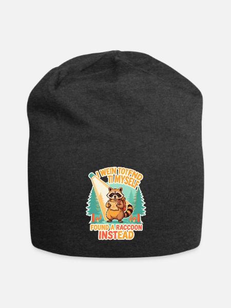 Found A Raccoon Instead - Jersey Beanie - charcoal grey - Front
