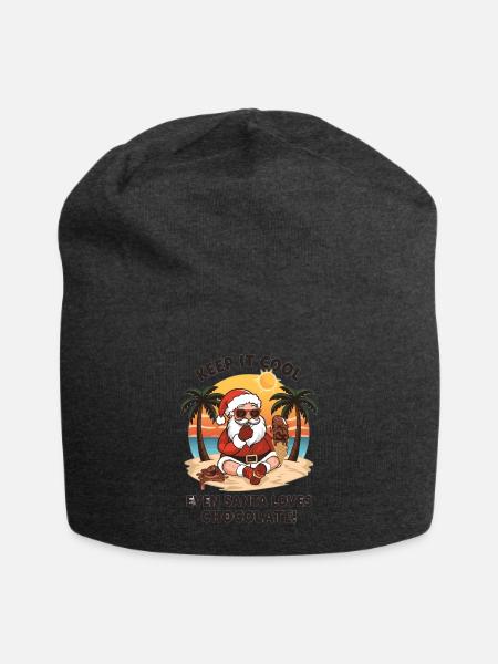 Sweet July Vibes – Santa Loves Chocolate - Jersey Beanie - charcoal grey - Front