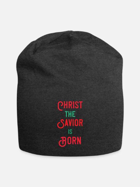 Christian Christ the savior is born Shirts, Christ - Jersey Beanie - charcoal grey - Front