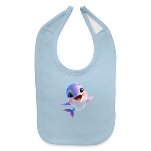 Purple-White Smiling Baby Dolphin - Baby Bib