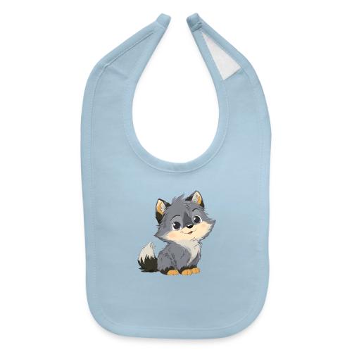 Cute Cartoon Baby Wolf with Innocent Eyes - Baby Bib