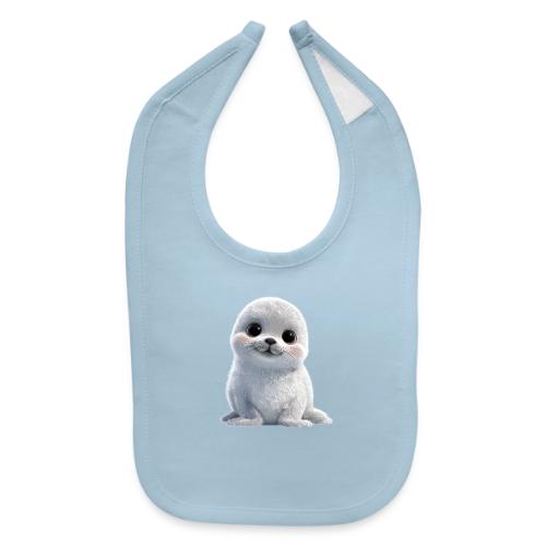 Cute White Cartoon Baby Sea Lion - Baby Bib