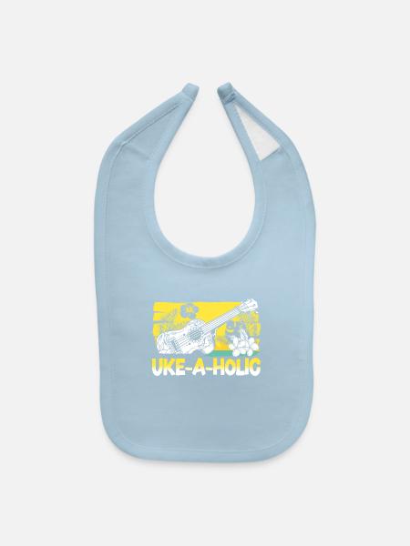 Hawaiian Ukulele Uke Uke-A-Holic - Baby Bib - light blue - Front