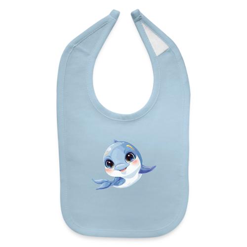 Joyful Blue-White Baby Dolphin - Baby Bib