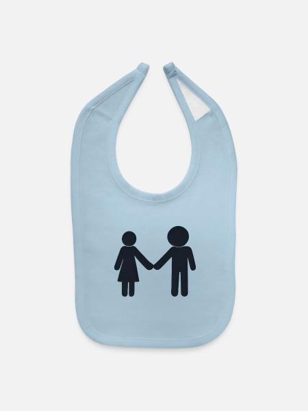 A person holding hands with another person. - Baby Bib - light blue - Front