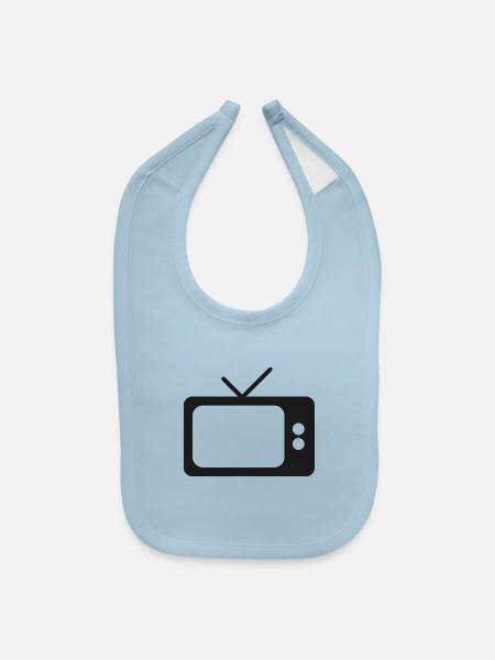 monitor television fernseher tv flatscreen compute - Baby Bib - light blue - Front