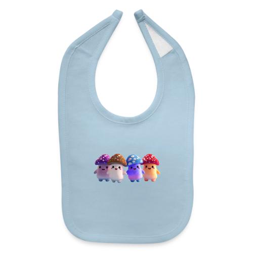 Colorful Cartoon Mushroom Quartet - Baby Bib