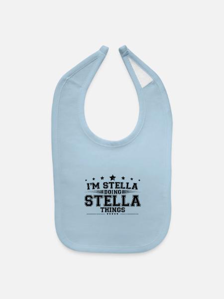 i’m Stella doing Stella things - Baby Bib - light blue - Front