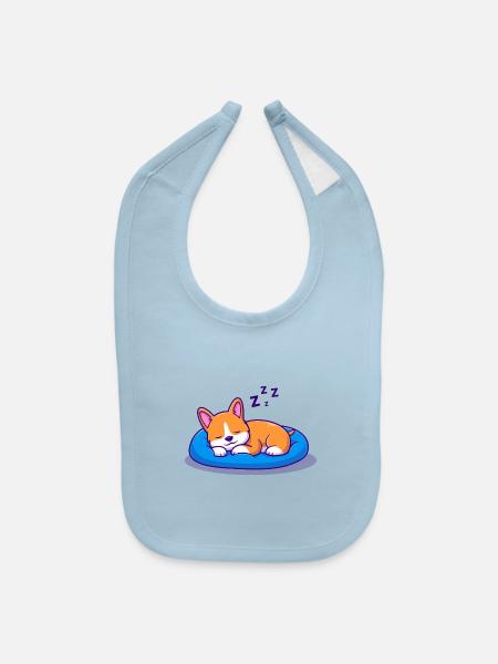 Cute Corgi Dog Sleeping in Peace - Baby Bib - light blue - Front