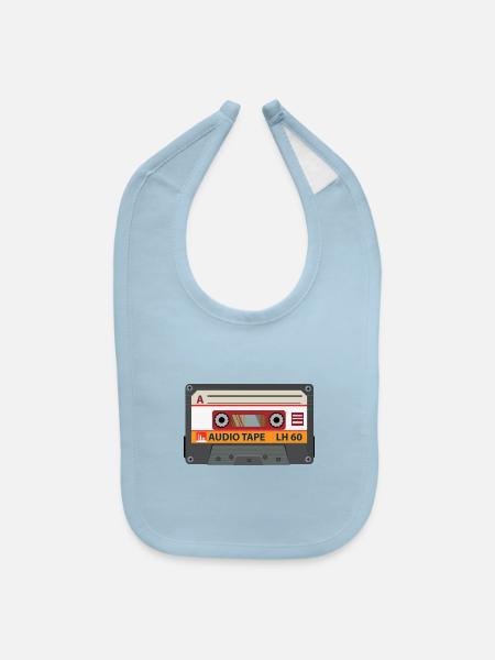 Vintage Audio Tape - Baby Bib - light blue - Front