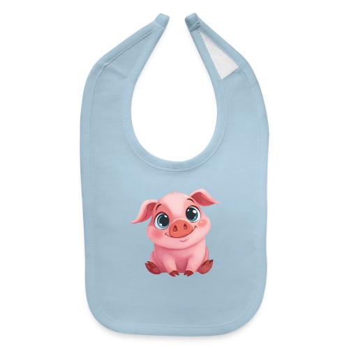 Adorable Cartoon Baby Pig Sitting with Big Eyes - Baby Bib