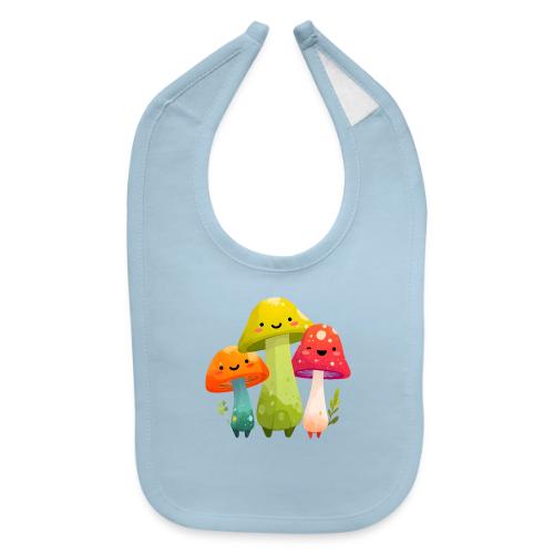 Trio of Happy Mushrooms - Baby Bib