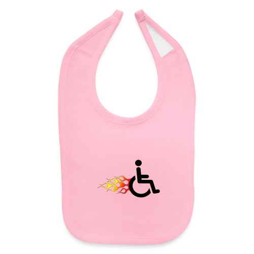 Wheelchair with flames, wheelchair humor, rollers - Baby Bib